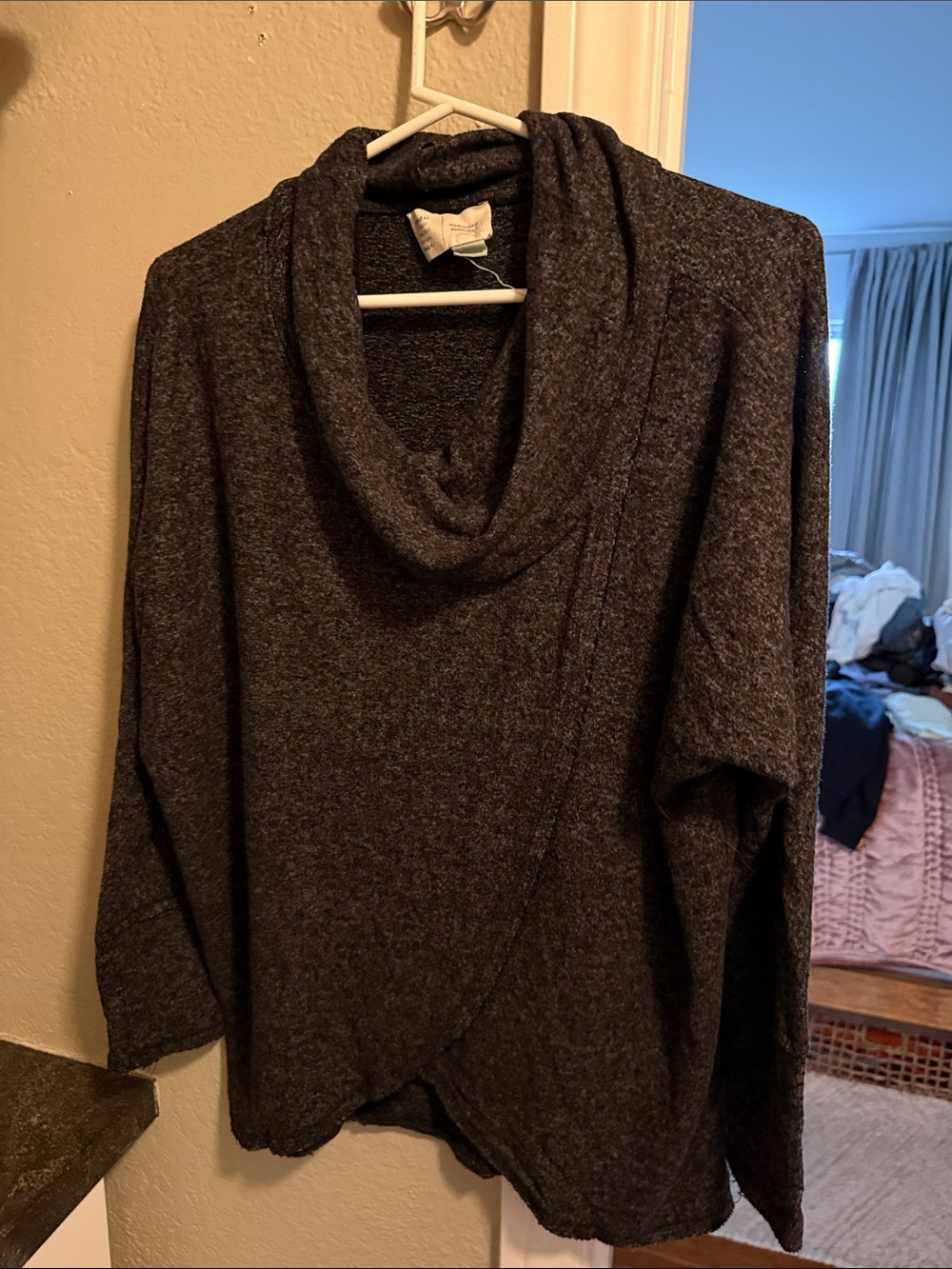Anthropologie Cozy Charcoal Cowl Neck Sweater